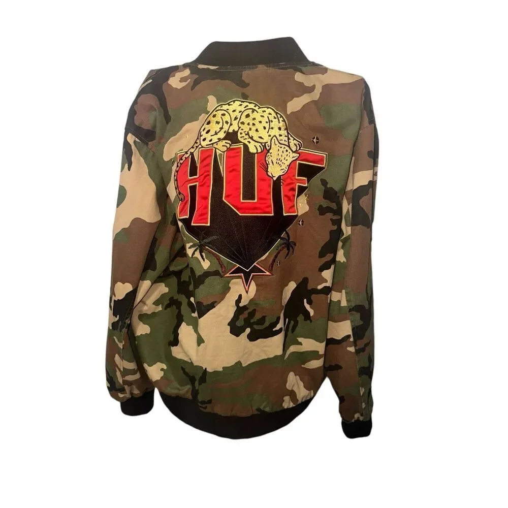 Nice Men size Xlarge Huf Kingston, HUF Skateboarding Camo Camouflage Jacket with